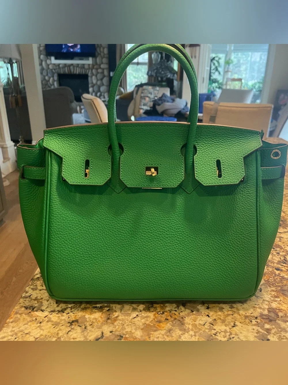 Faux Birkenstock style bag. Green Leather Top-Handle Women's Satchel